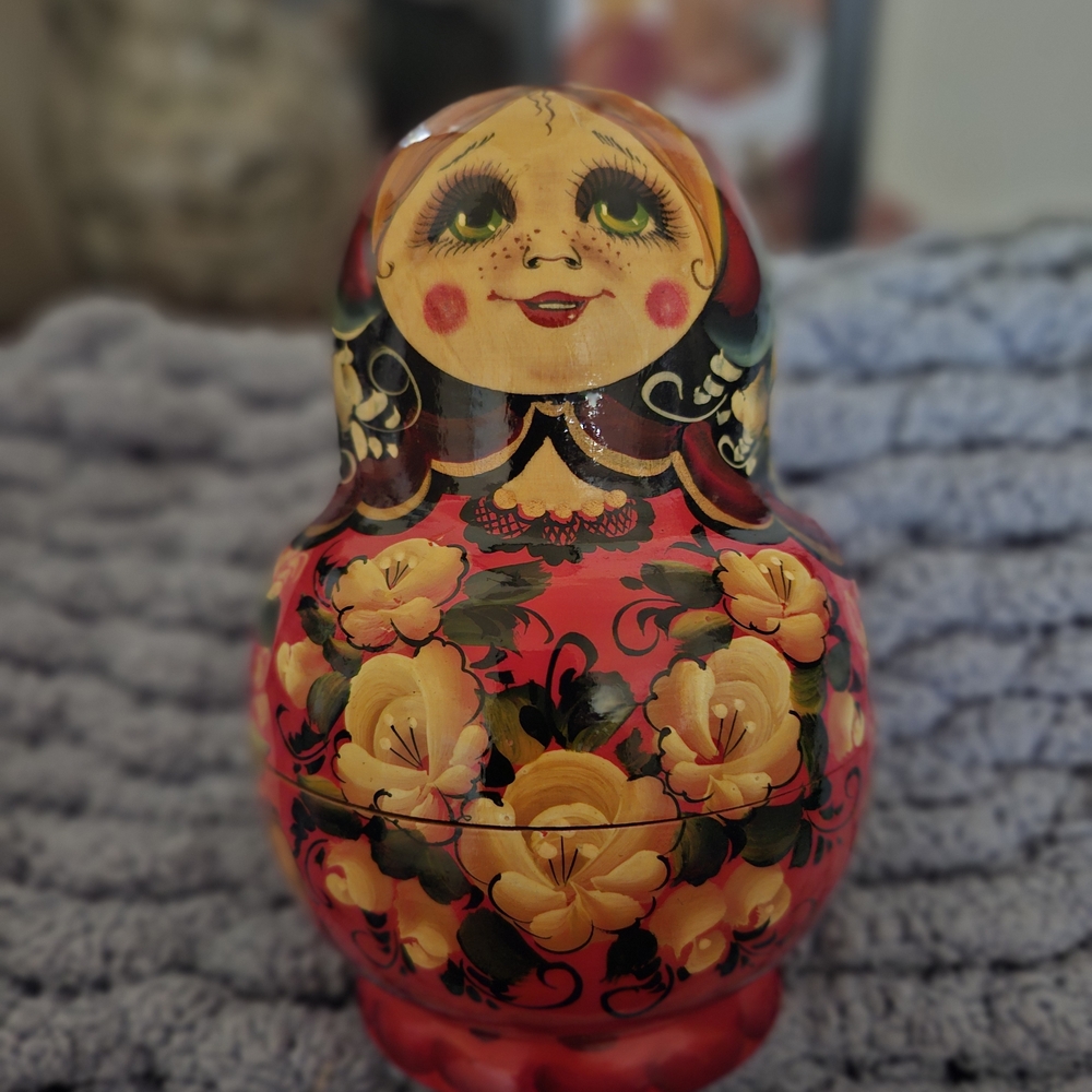 Antique Colorful Wood Russian Nesting Doll